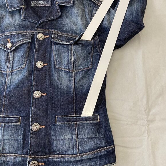 Silver jeans co. Women Vintage-Style Denim Jacket With Button Front & Contr - Picture 12 of 16